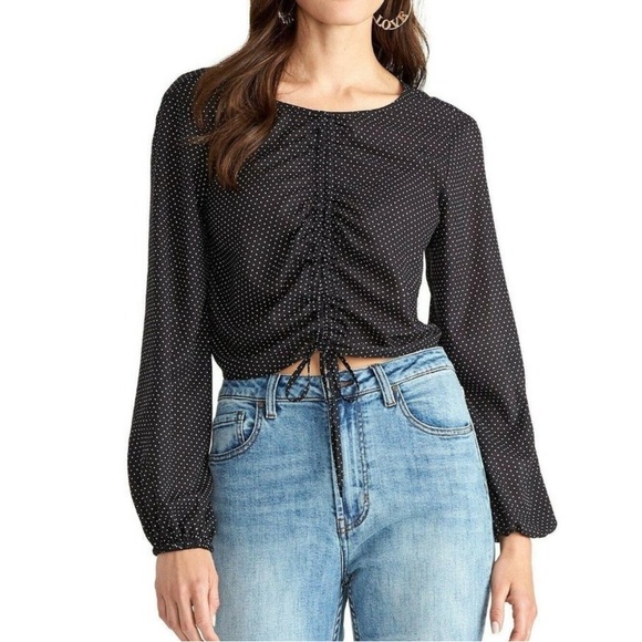 NWT RACHEL Rachel Roy Black Ruched Blouse - Picture 1 of 5